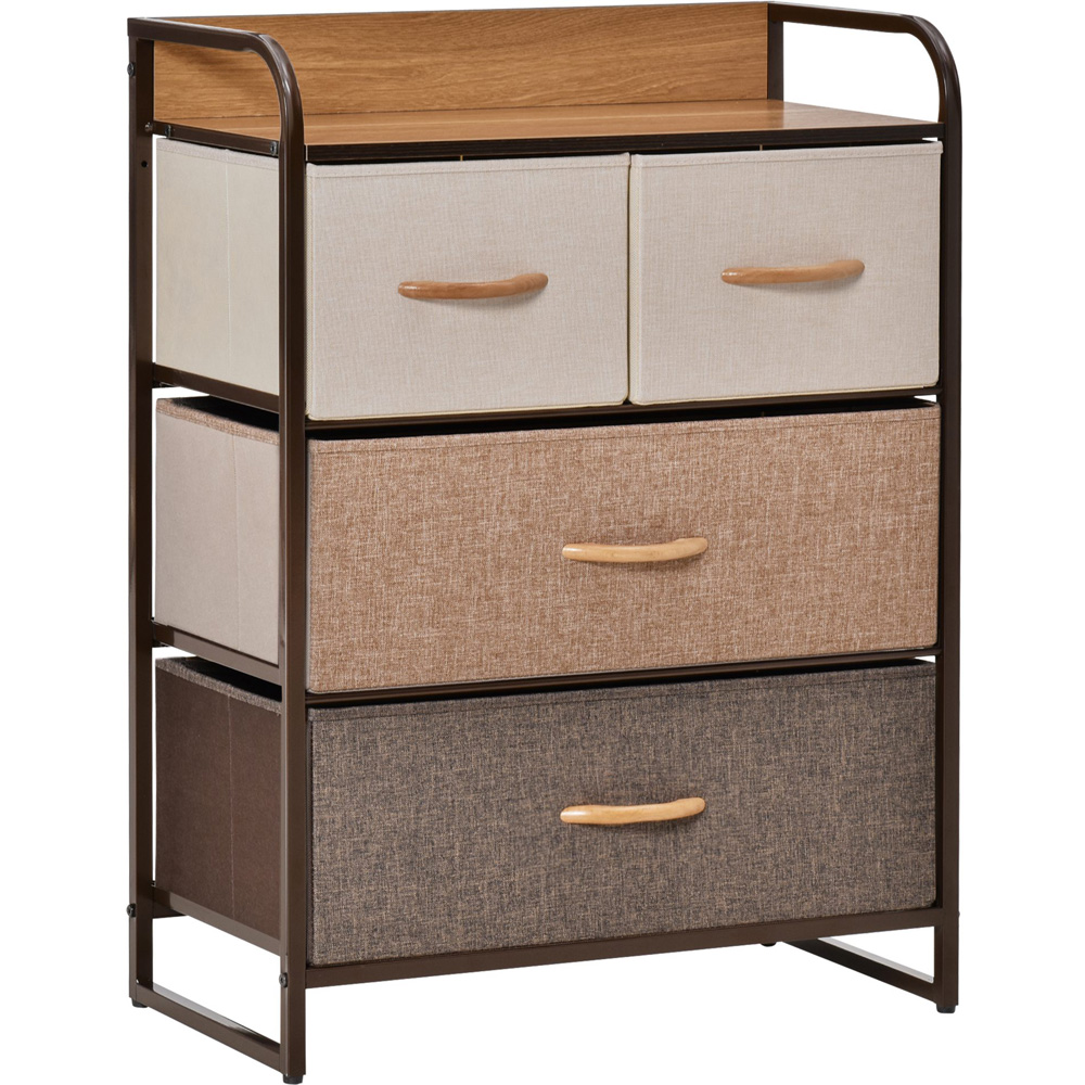 Portland 4 Drawer Brown and Wood Effect Chest of Drawers Image 2