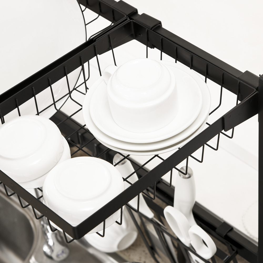 Portland Black 2 Tier Over the Sink Dish Drying Rack Image 3