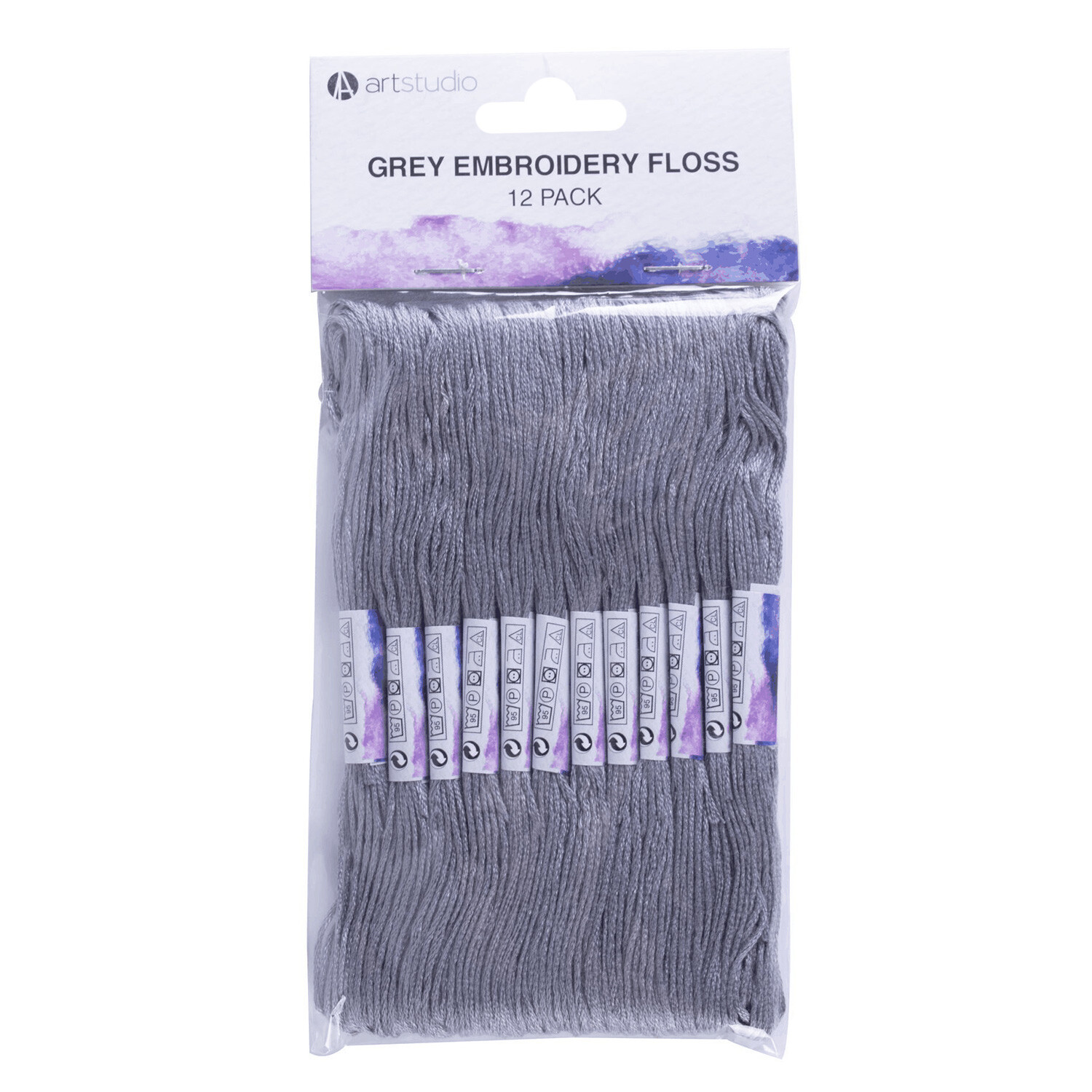 Art Studio Pack of 12 Grey Embroidery Floss - Grey Image 1