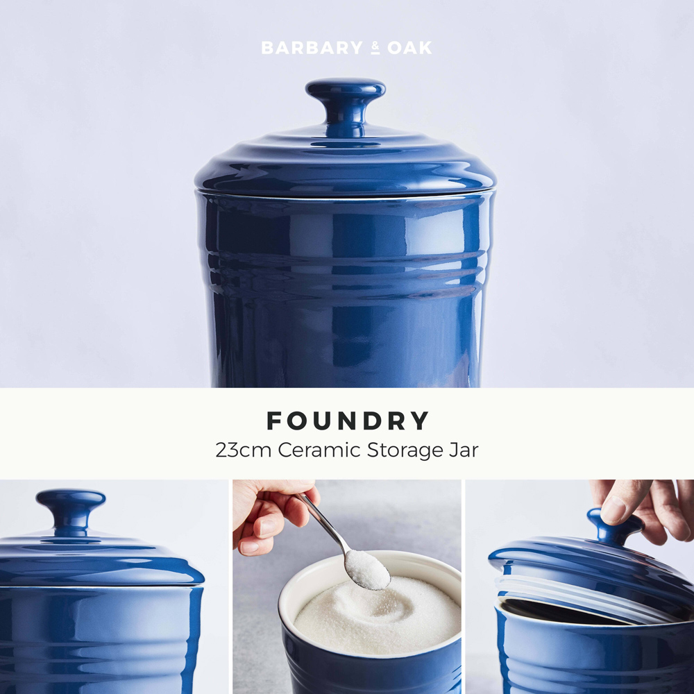 Barbary and Oak 23cm Limoges Blue Ceramic Storage Jar Image 2