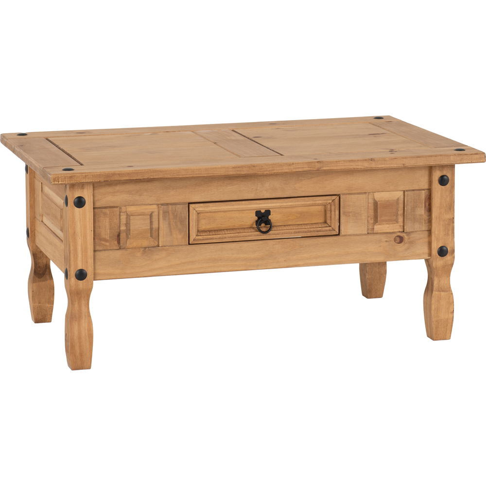 Seconique Corona Single Drawer Distressed Waxed Pine Coffee Table Image 2