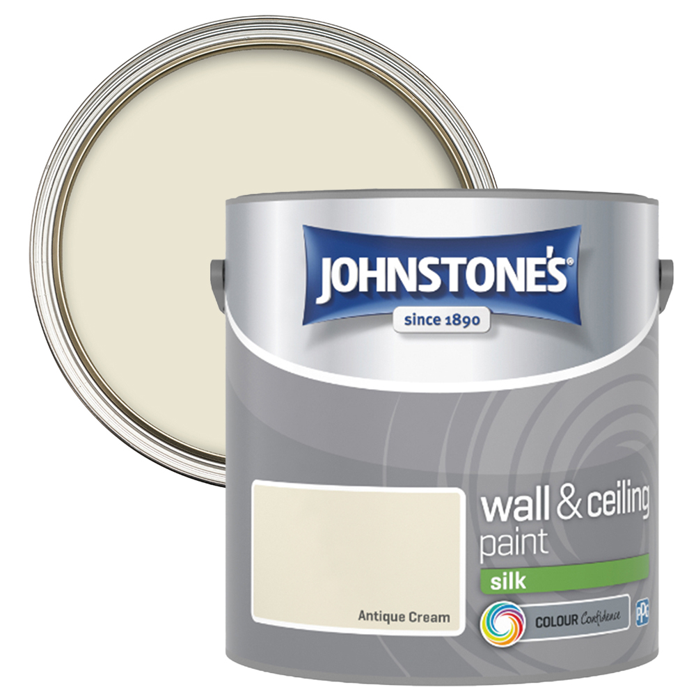 Johnstone's Walls & Ceilings Antique Cream Silk Emulsion Paint 2.5L Image 1