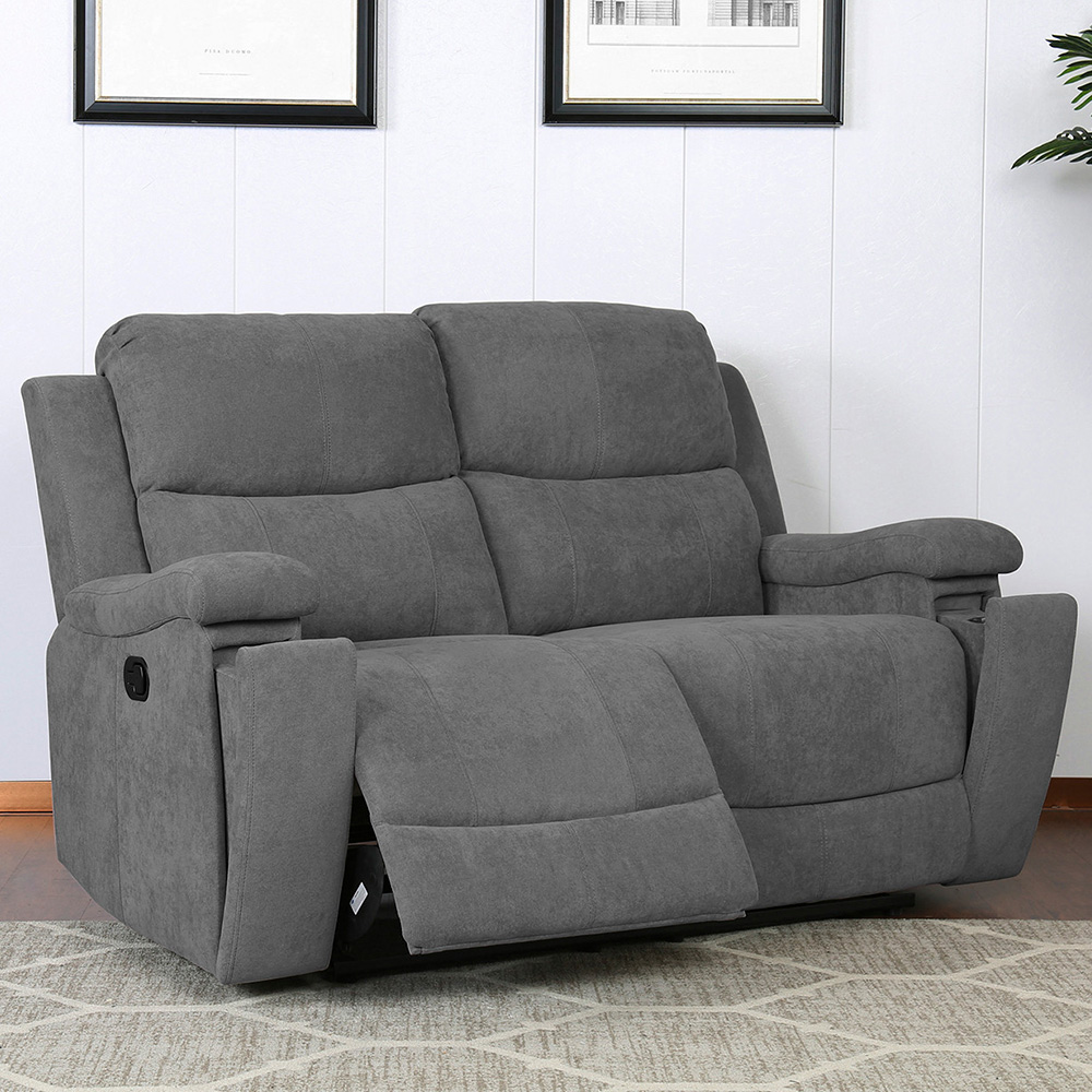 Ledbury 2 Seater Dark Grey Fabric Manual Recliner Sofa Image 1