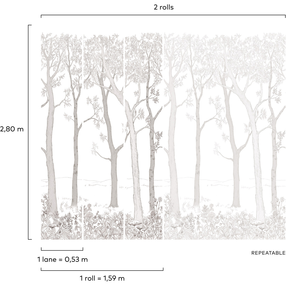 Grandeco Trees Textured White Wall Mural Image 3