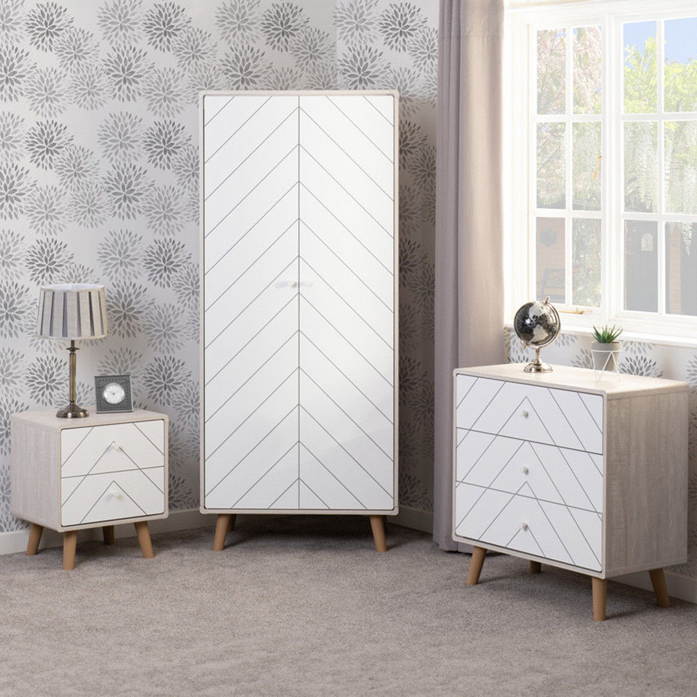 Seconique Dixie Dusty Grey and White 3 Piece Bedroom Furniture Set Image 1