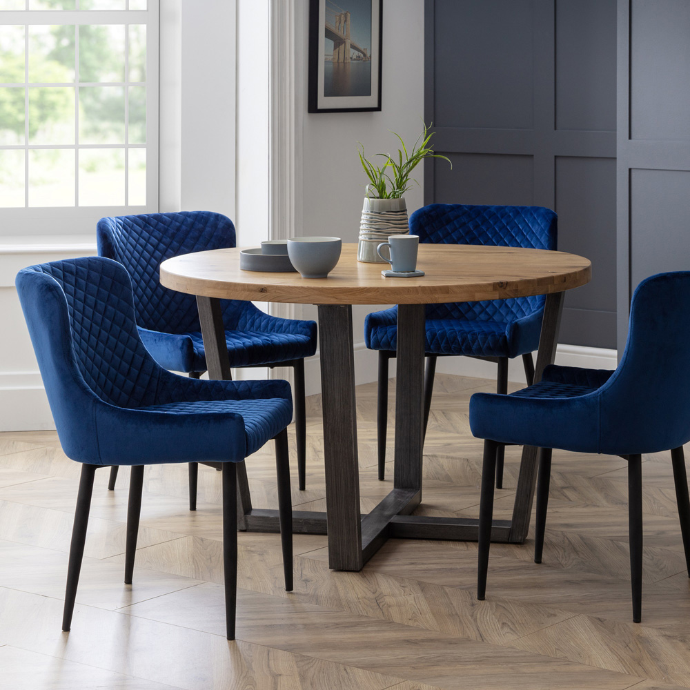 Julian Bowen Luxe Set of 2 Blue Velvet Dining Chair Image 9