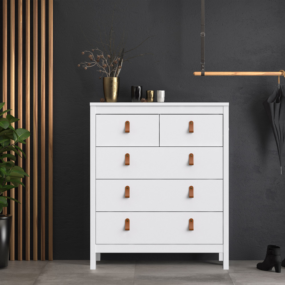 Florence Barcelona 5 Drawer White Chest of Drawers Image 1