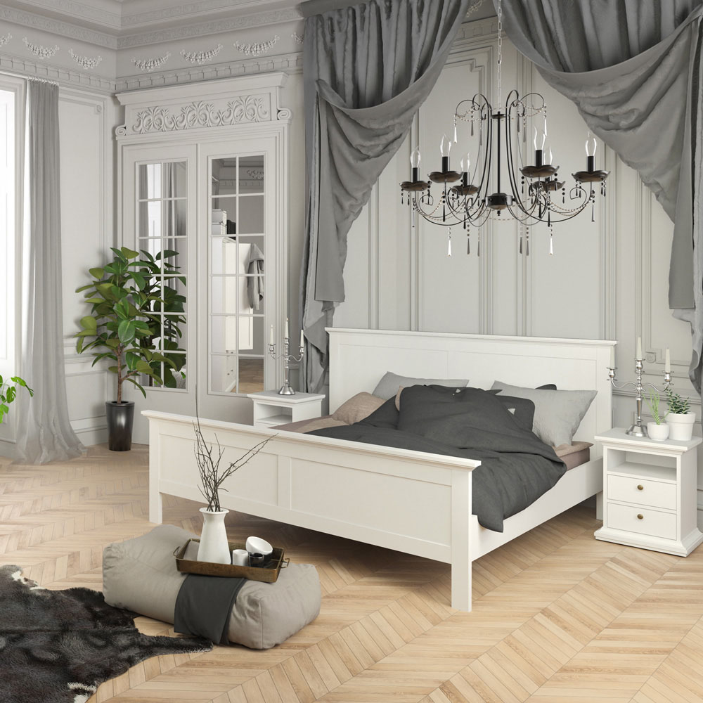 Florence Paris Super King White Wooden Bed Image 8