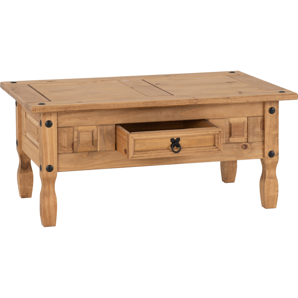 Seconique Corona Single Drawer Distressed Waxed Pine Coffee Table Image 4