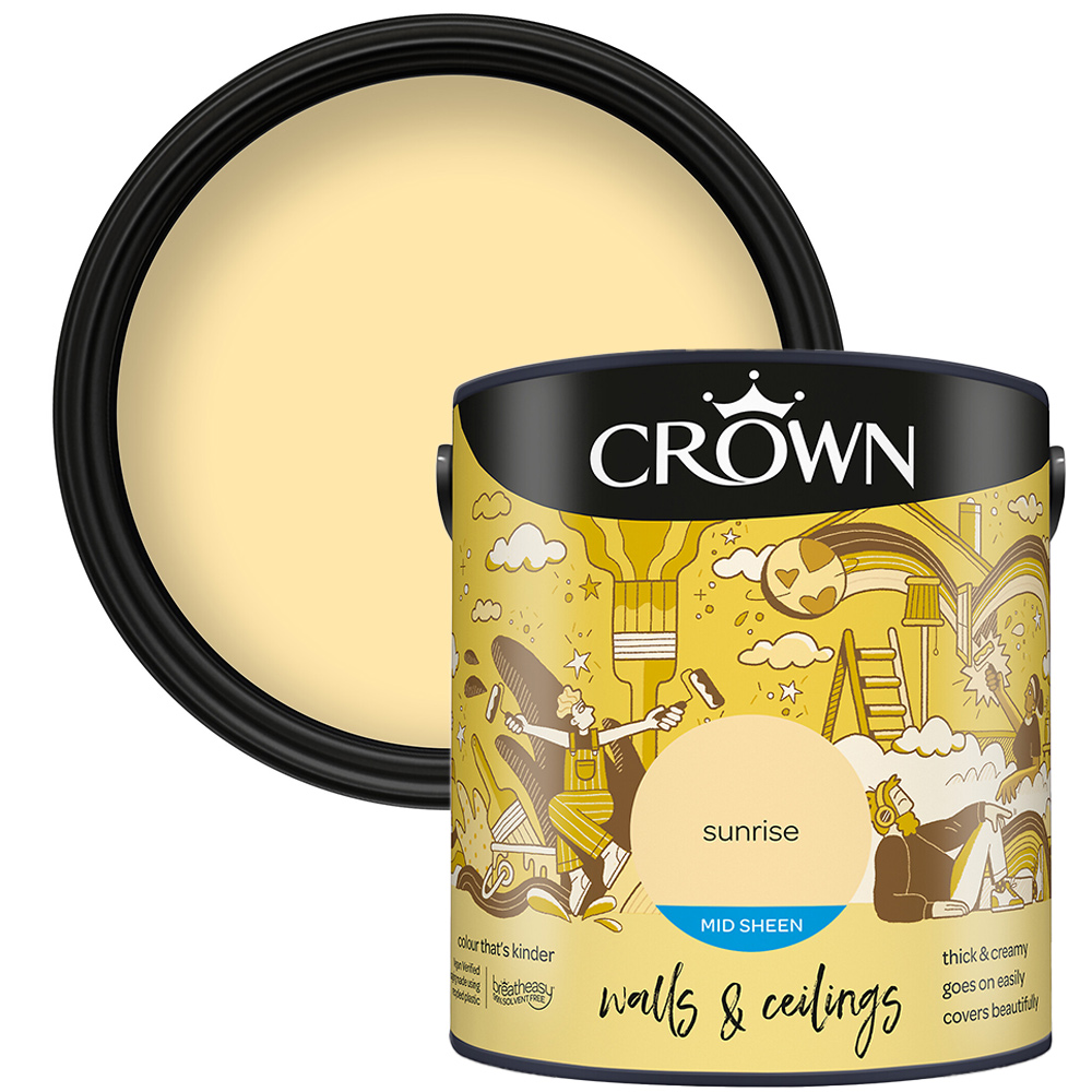 Crown Walls & Ceilings Sunrise Mid Sheen Emulsion Paint 2.5L Image 1