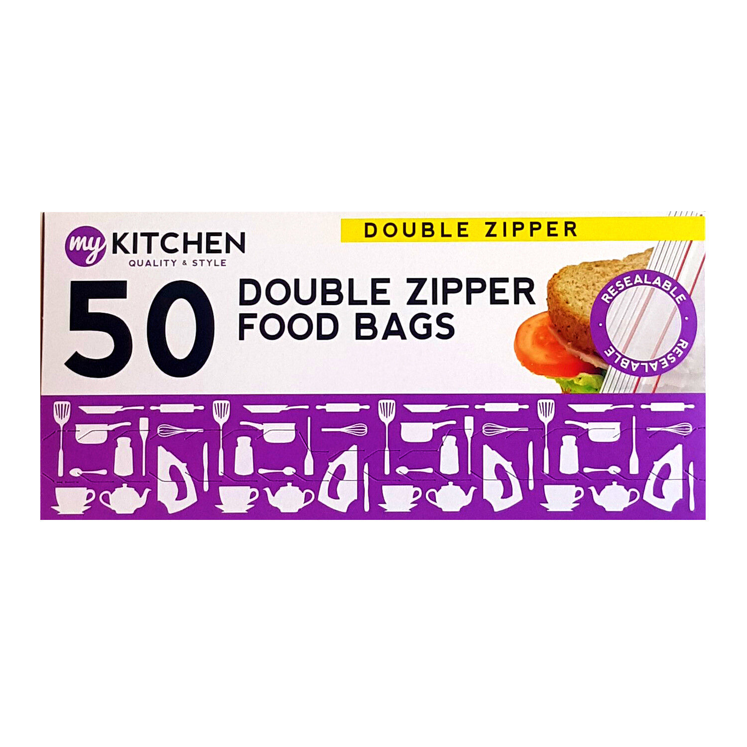 Pack of 50 Double Zipper Food Bags Image
