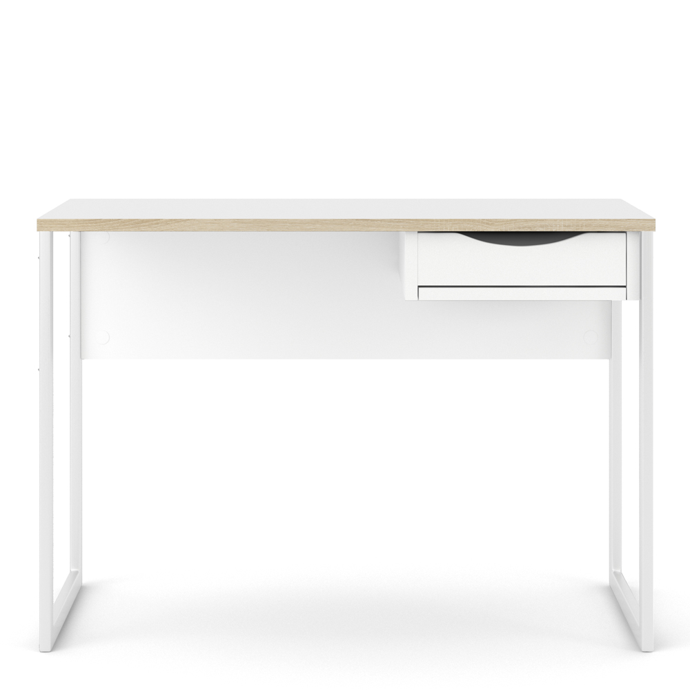 Florence Function Plus Single Drawer Desk White and Oak Trim Image 5