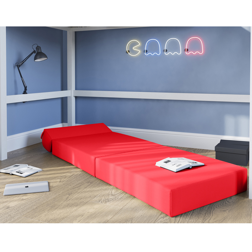 Flair Red Portable Z Fold Futon Chair and Bed Image 2