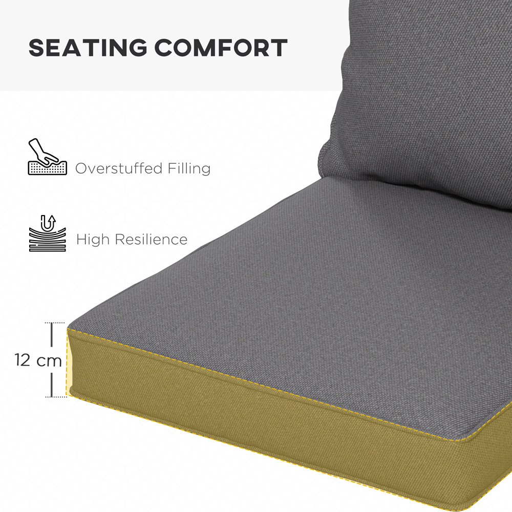 Outsunny Charcoal Grey Seat and Back Cushion Set Image 6