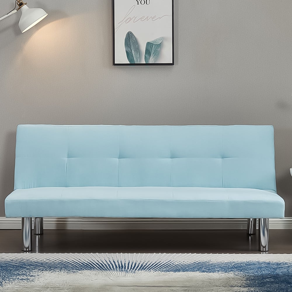 Brooklyn Double Sleeper Blue Faux Suede Sofa Bed Image 1