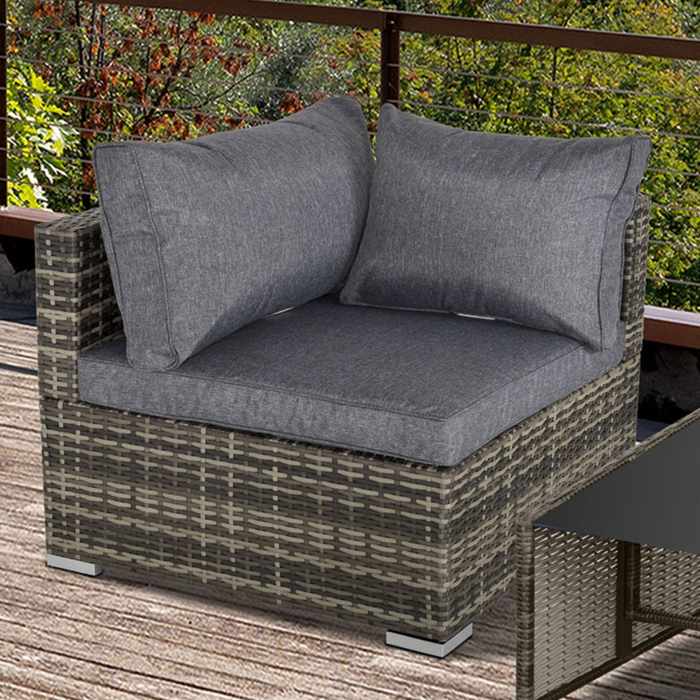 Outsunny Deep Grey Rattan Single Corner Sofa Chair Image 1