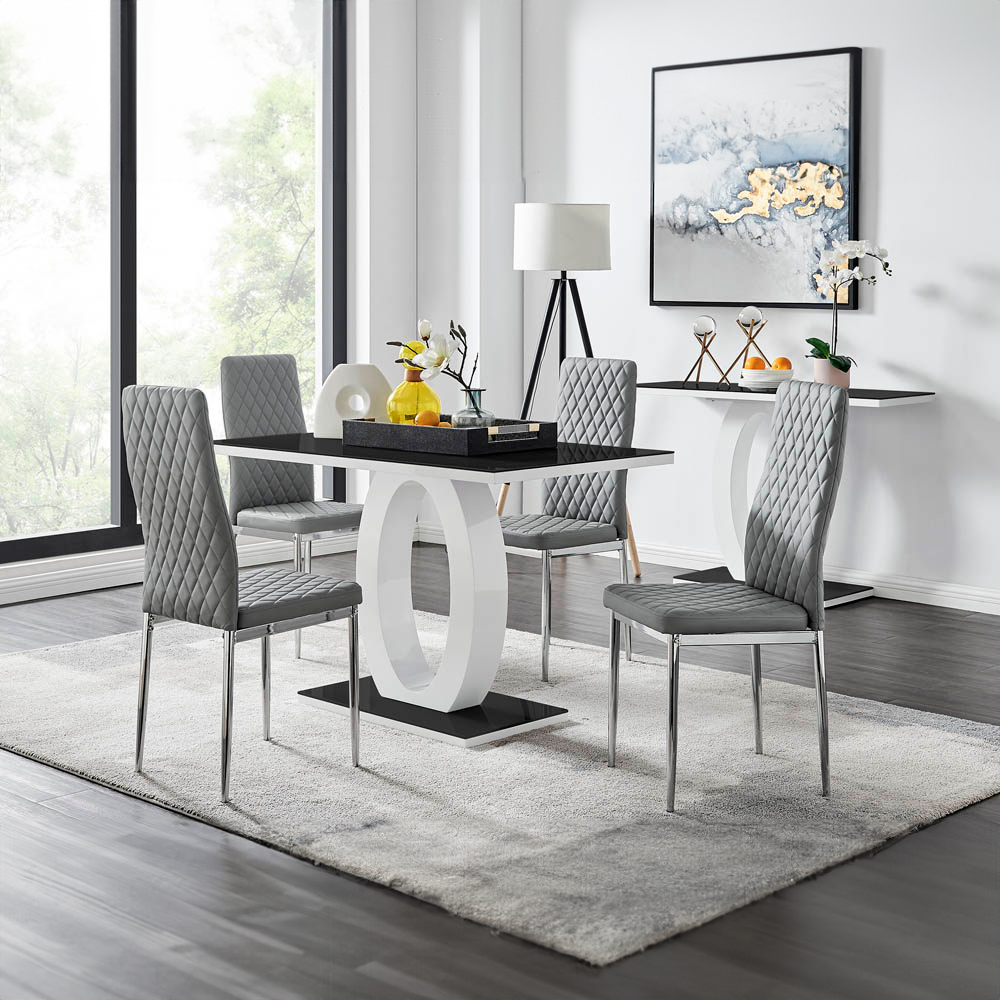 Furniturebox Lucia Valera 4 Seater Dining Set Grey Image 1
