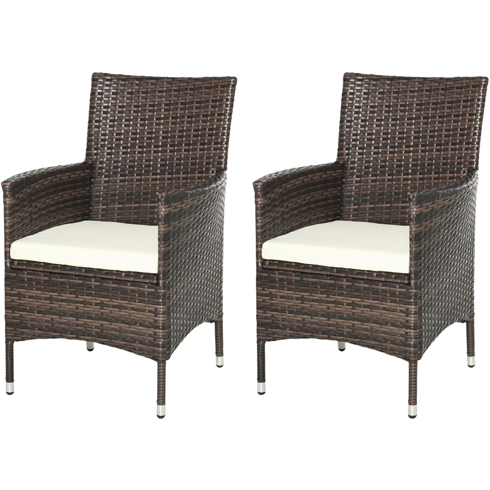 Outsunny Set of 2 Rattan Arm Chairs Image 2