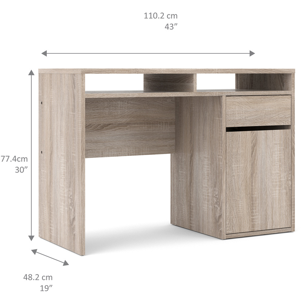 Florence Function Plus Single Door Single Drawer Desk Truffle Oak Image 9