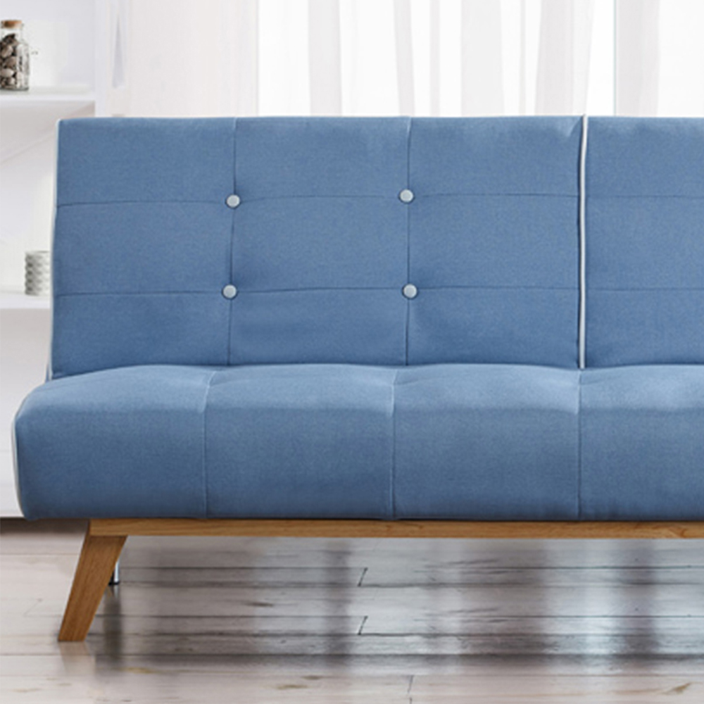 Brooklyn Double Sleeper Grey Blue Sofa Bed with Wooden Leg Image 2