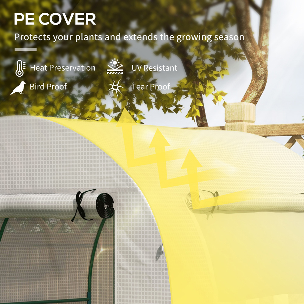 Outsunny White PE Cover 6 x 6ft Walk in Polytunnel Greenhouse Image 4