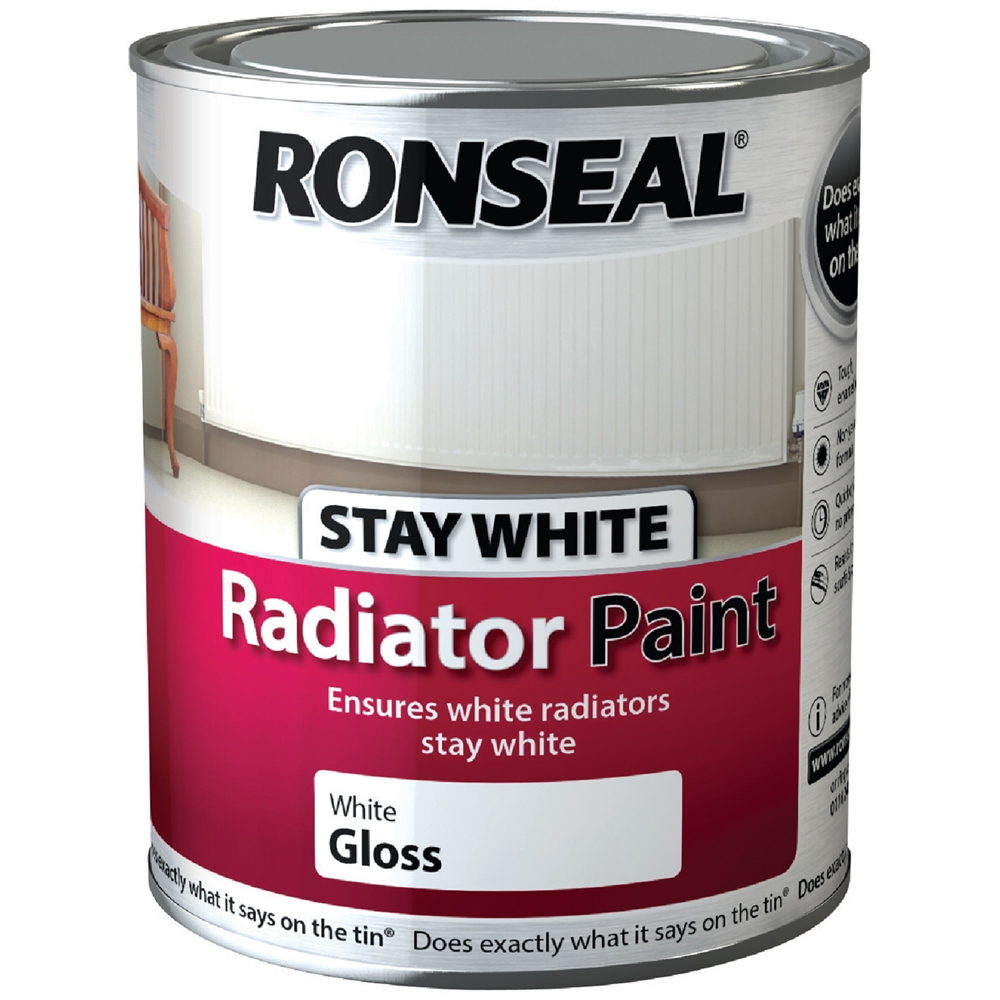 Ronseal White Gloss Radiator Paint 750ml Image 2