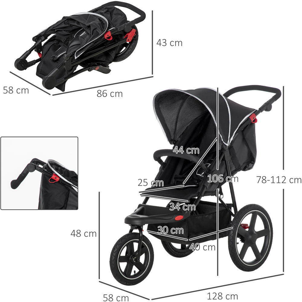 Portland Black Three Wheeler Baby Stroller Image 3