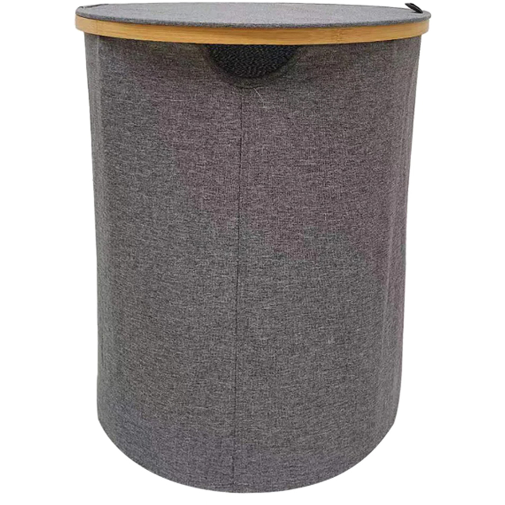 AMOS Eezy 100L Grey Round Laundry Basket with Lid Image 1