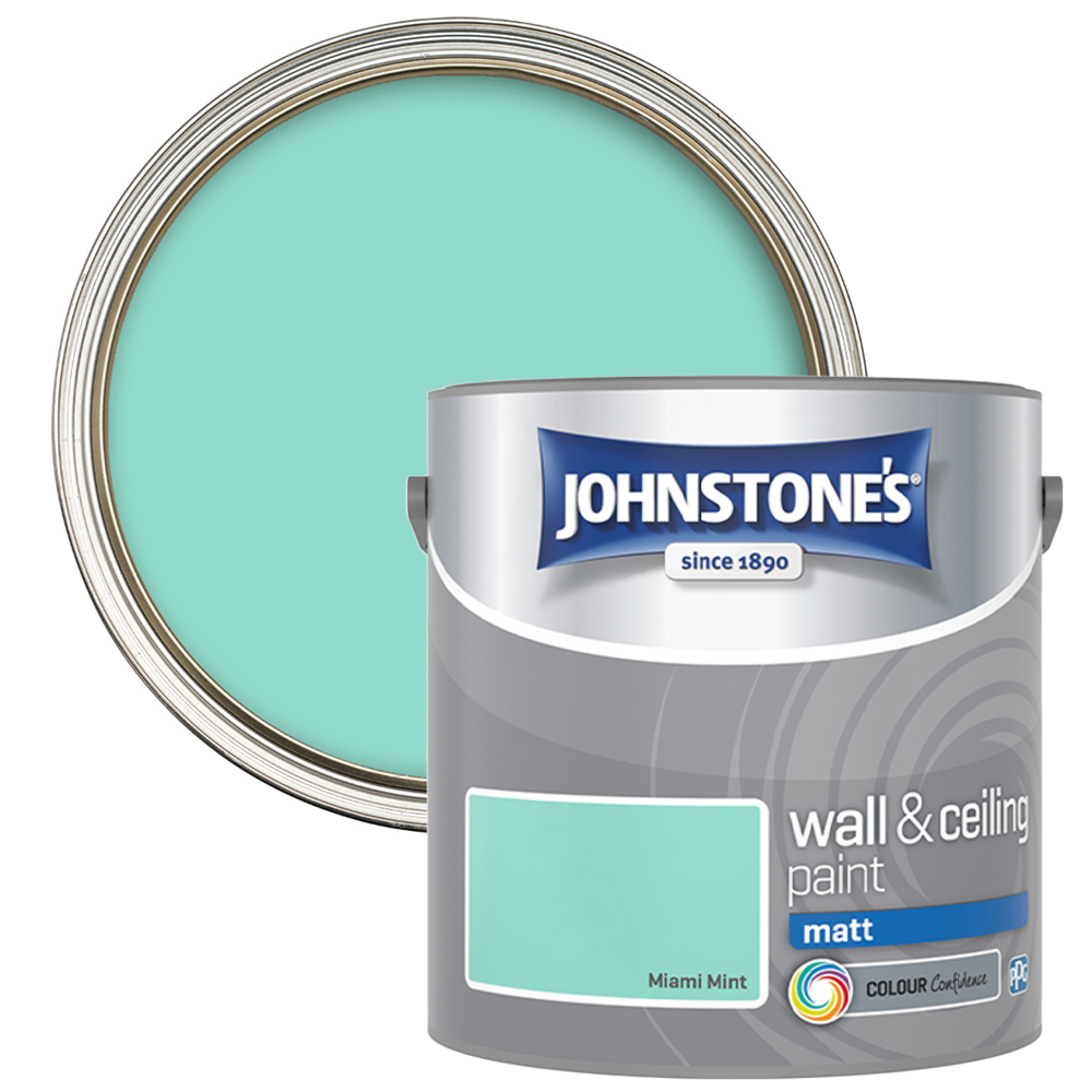 Johnstone's Walls & Ceilings Miami Mint Matt Emulsion Paint 2.5L Image 1