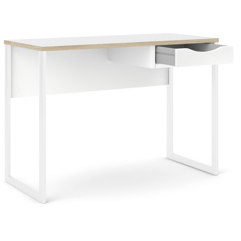 Florence Function Plus Single Drawer Desk White and Oak Trim Image 4