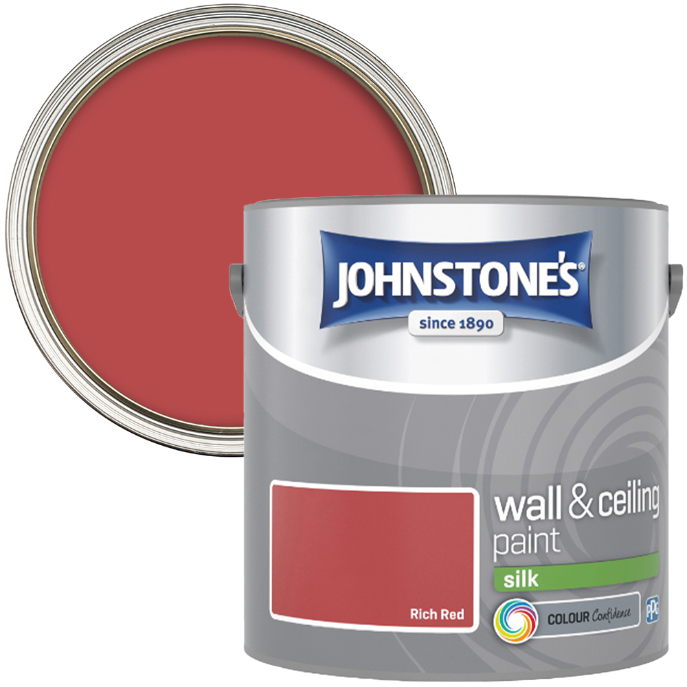 Johnstone's Walls & Ceilings Rich Red Silk Emulsion Paint 2.5L Image 1