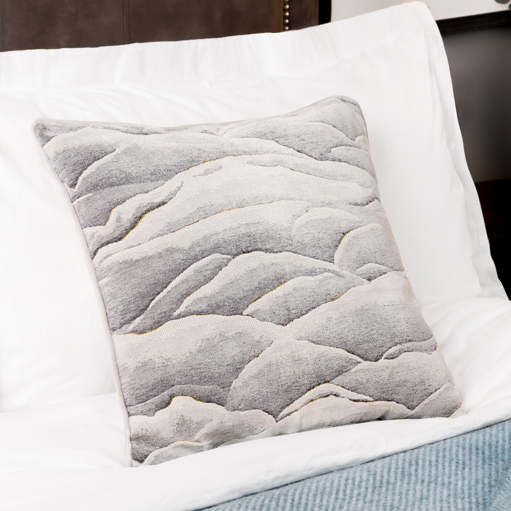 Paoletti Stratus Grey Jacquard Cushion Image 2