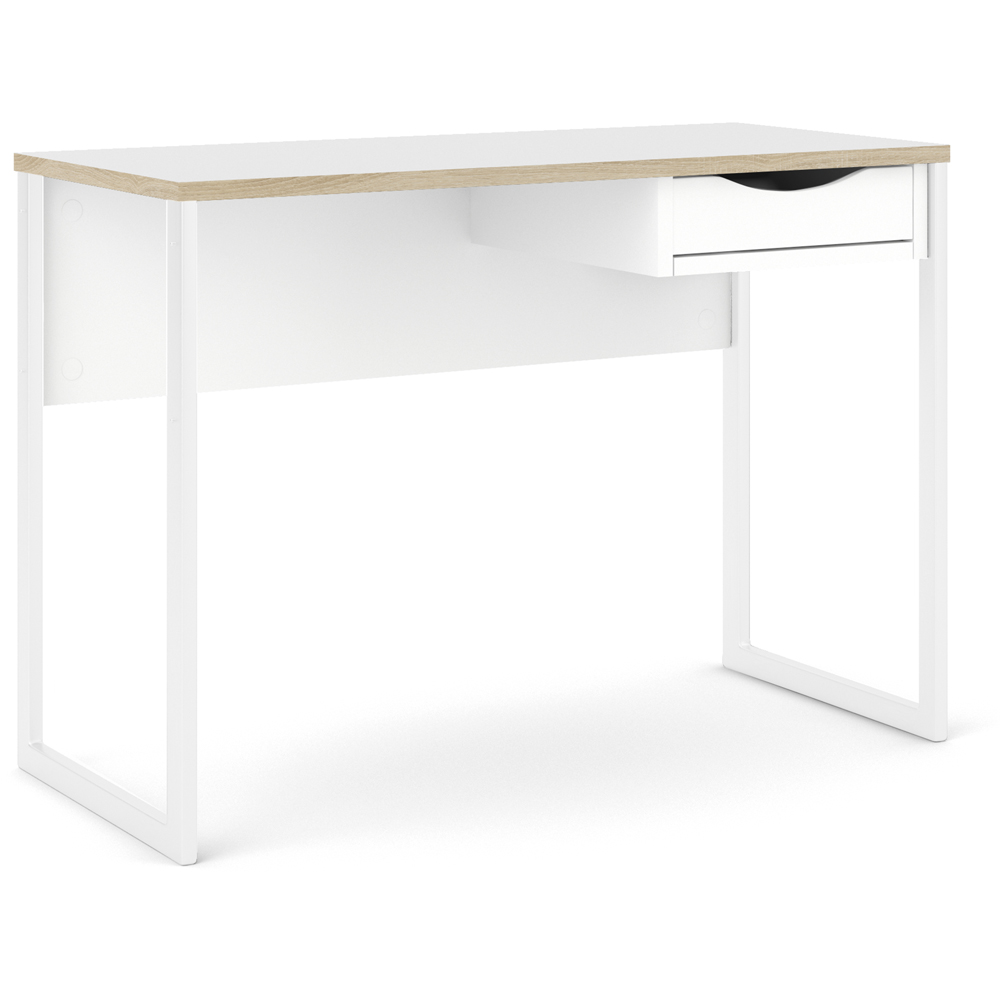 Florence Function Plus Single Drawer Desk White and Oak Trim Image 2