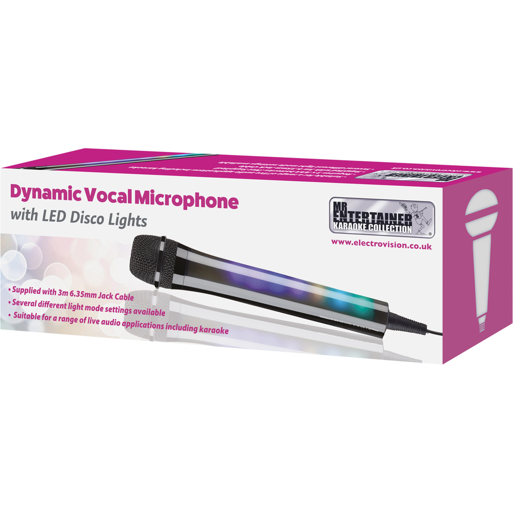 Mr Entertainer Black Dynamic Vocal Microphone with LED Lights Image 6