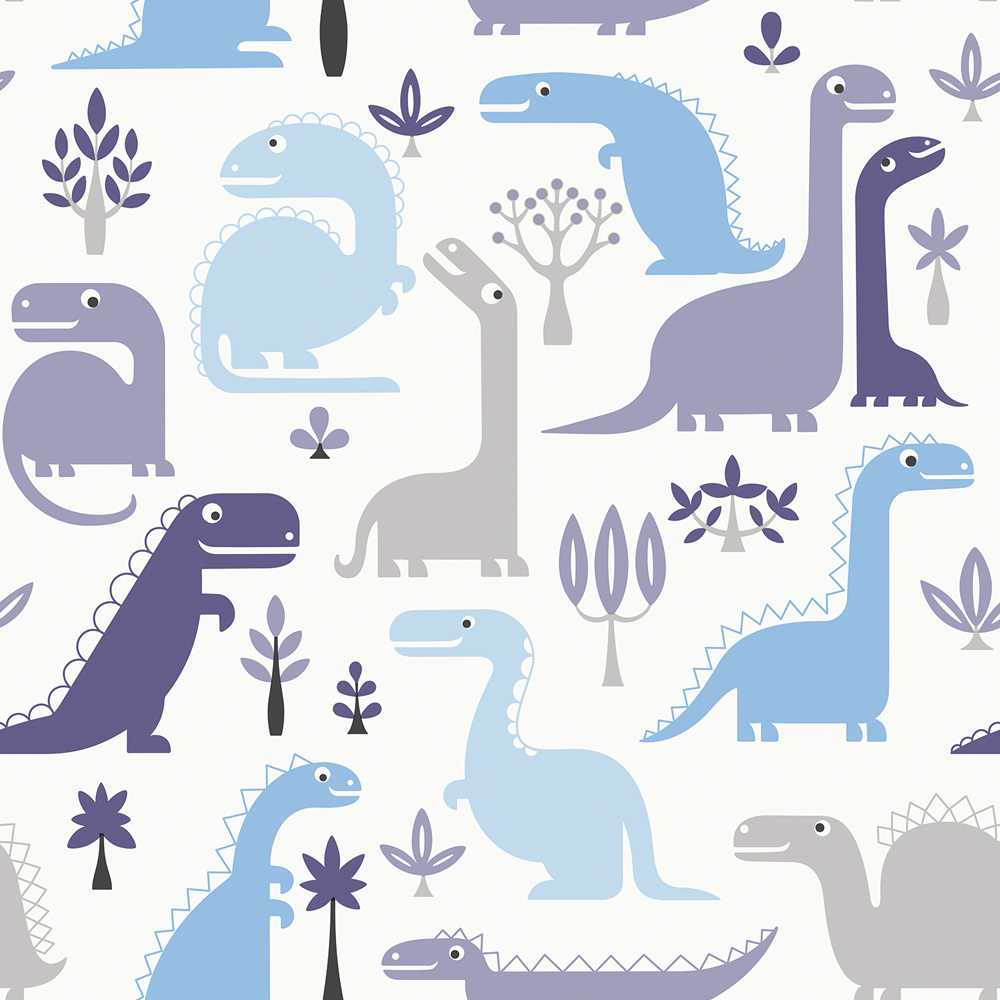 Grandeco Dinosaur Nursery Blue Textured Wallpaper Image 1