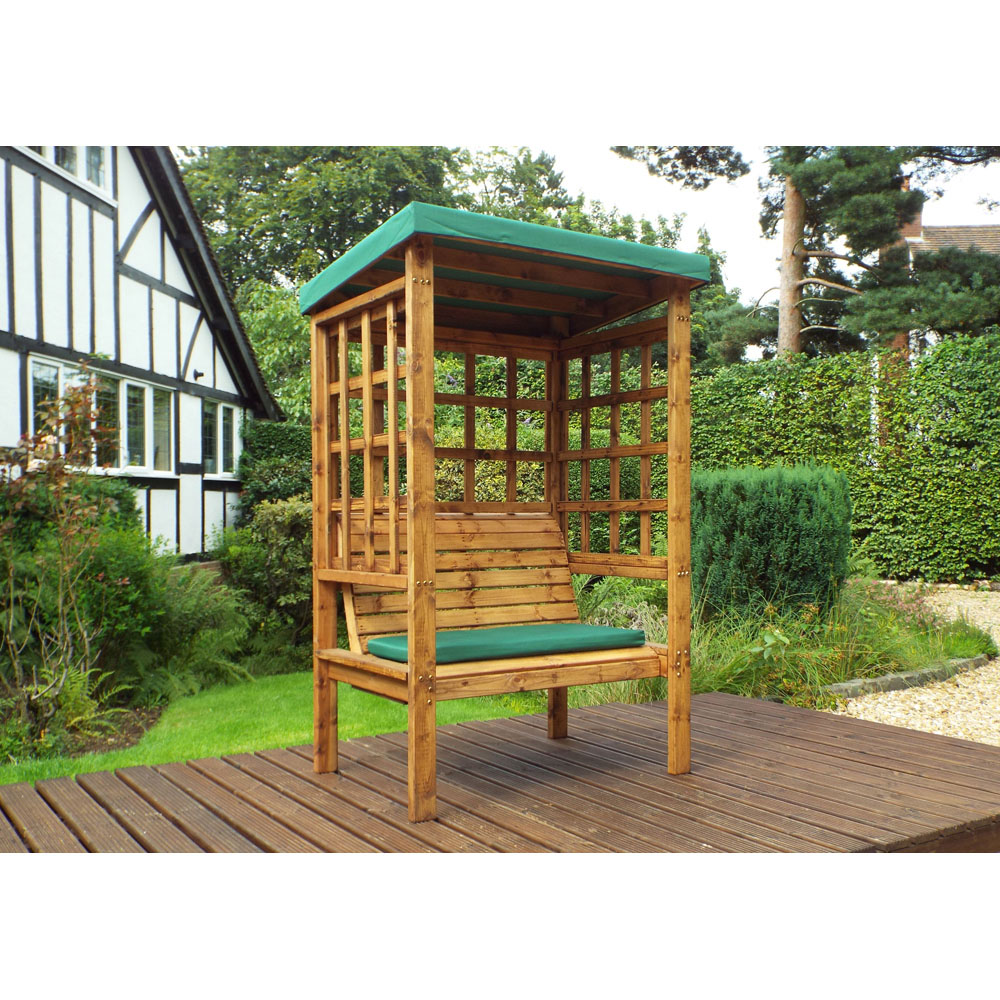 Charles Taylor Bramham 2 Seater Wooden Arbour with Green Canopy Image 6