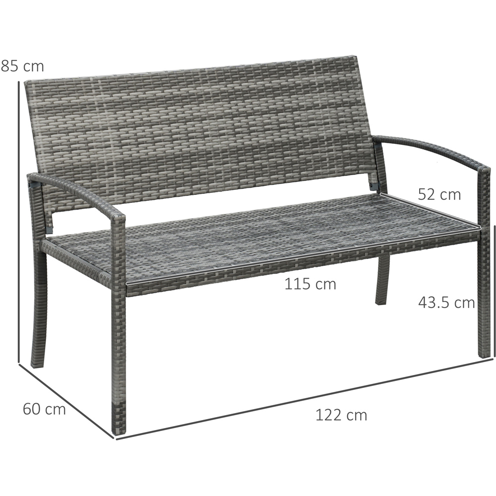 Outsunny 2 Seater Grey Rattan Bench Image 7