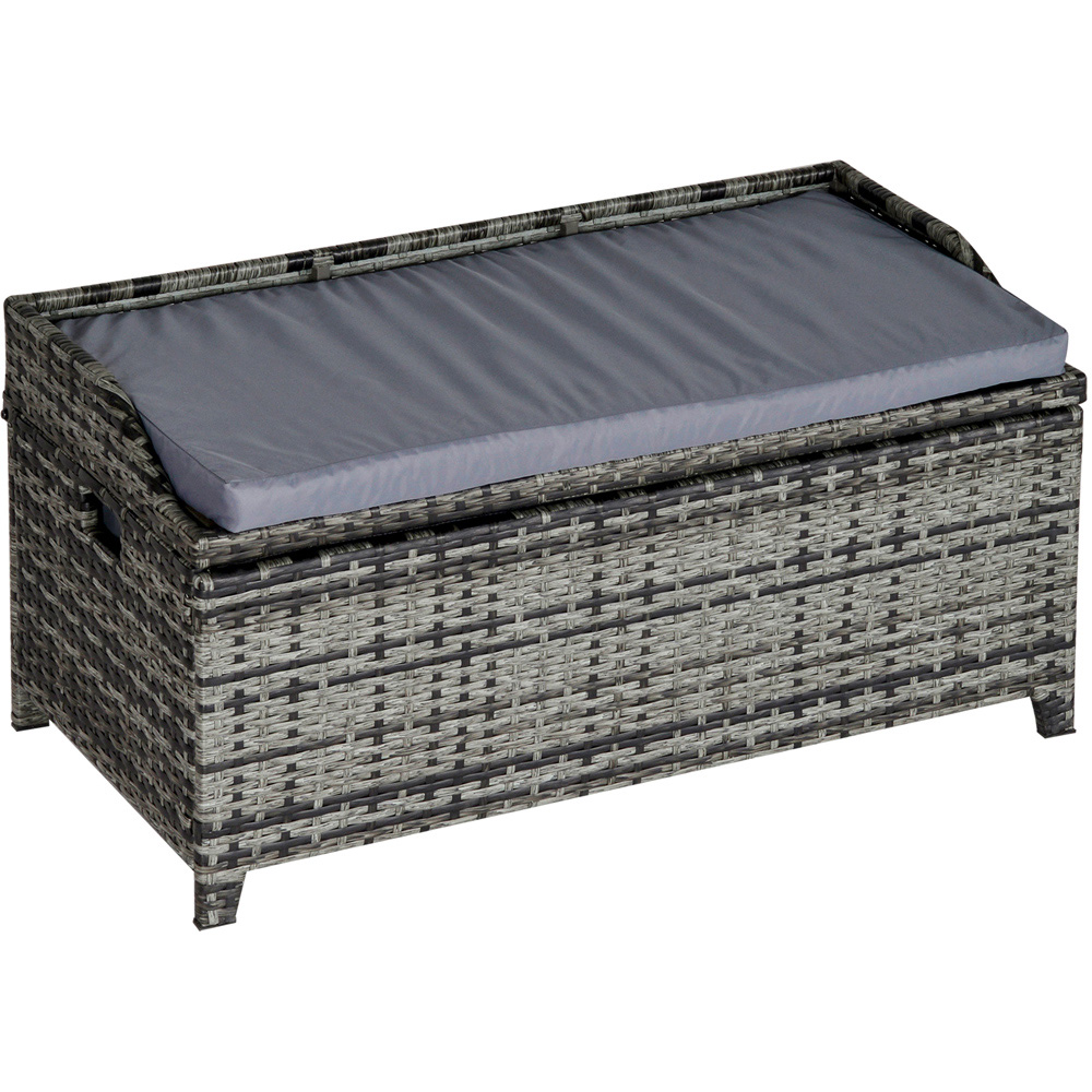 Outsunny 2 Seater Storage Bench with Mixed Grey Cushion Image 2