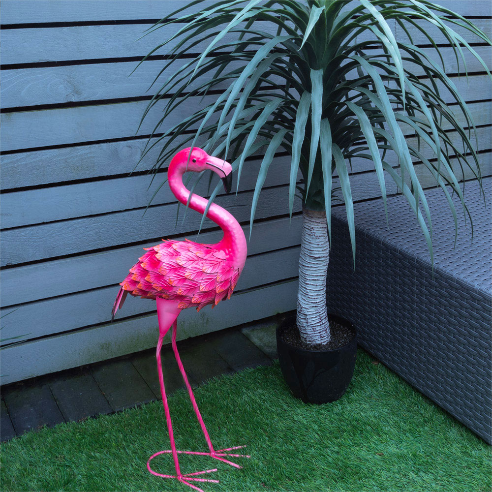 St Helens Pink Metal Flamingo Garden Ornament Image 2