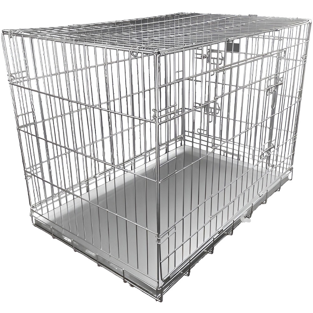 HugglePets Medium Silver Dog Cage with Metal Tray 76cm Image 1