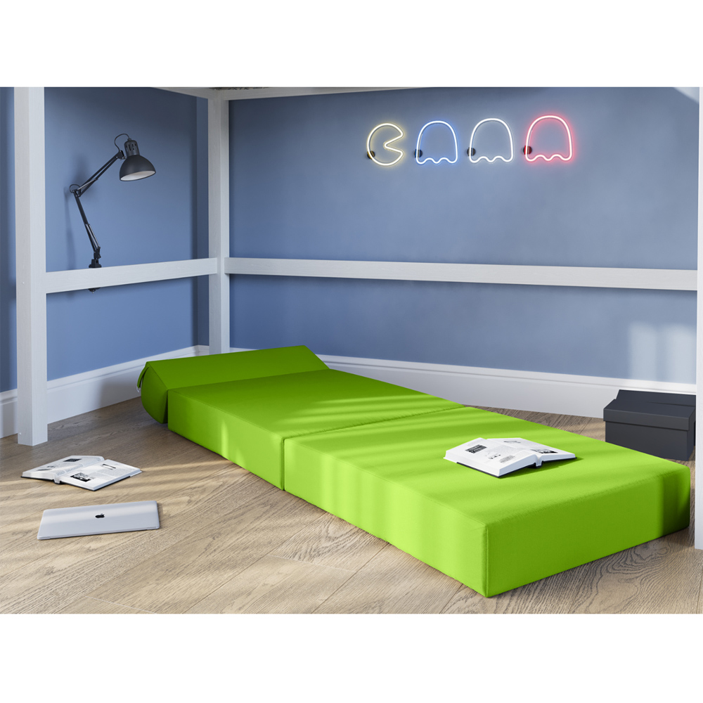 Flair Lime Green Portable Z Fold Futon Chair and Bed Image 2