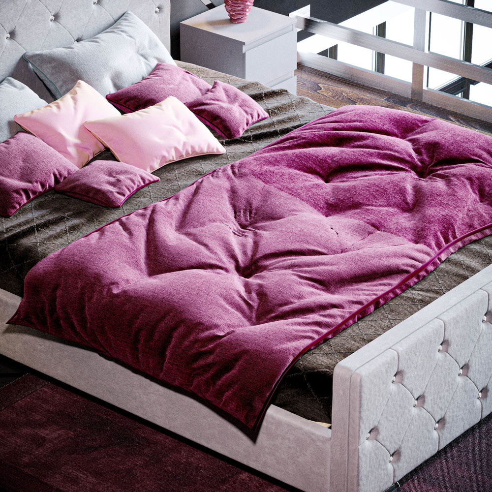 Vida Designs Arabella King Size Light Grey Velvet Bed Frame Image 6