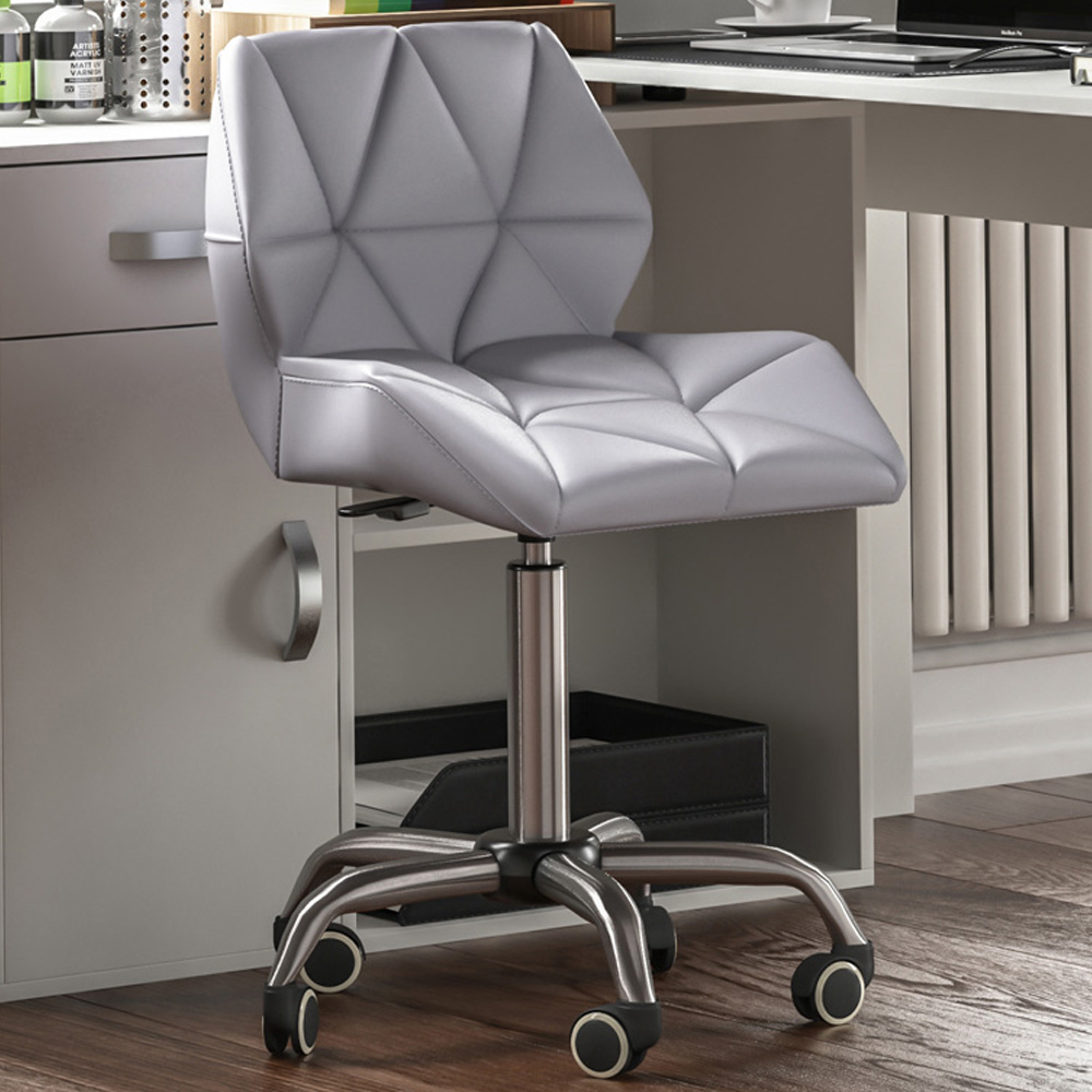 Vida Designs Grey PU Faux Leather Swivel Office Chair Image 1