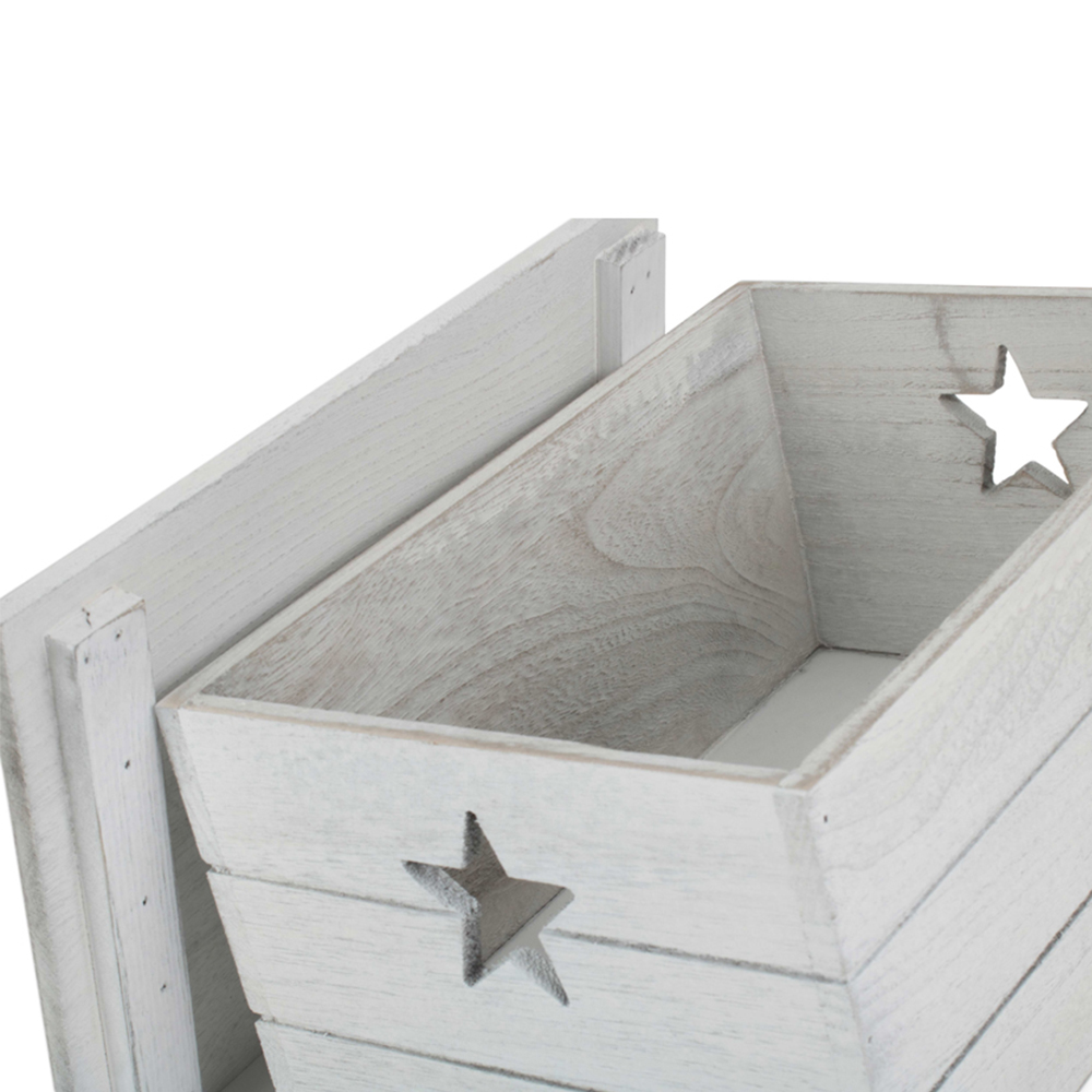 Red Hamper Small Wooden Vintage Star Cut Out Storage Box Image 3