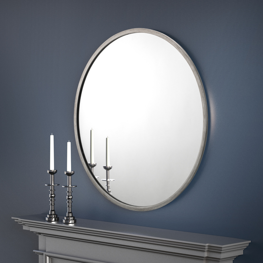 Julian Bowen Octave Pewter Round Wall Mirror Image 2