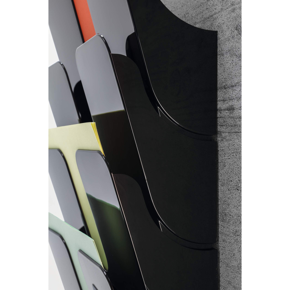 Durable FLEXIPLUS 6 Slot A4 Portrait Black Wall Mounted Literature Holder Image 3