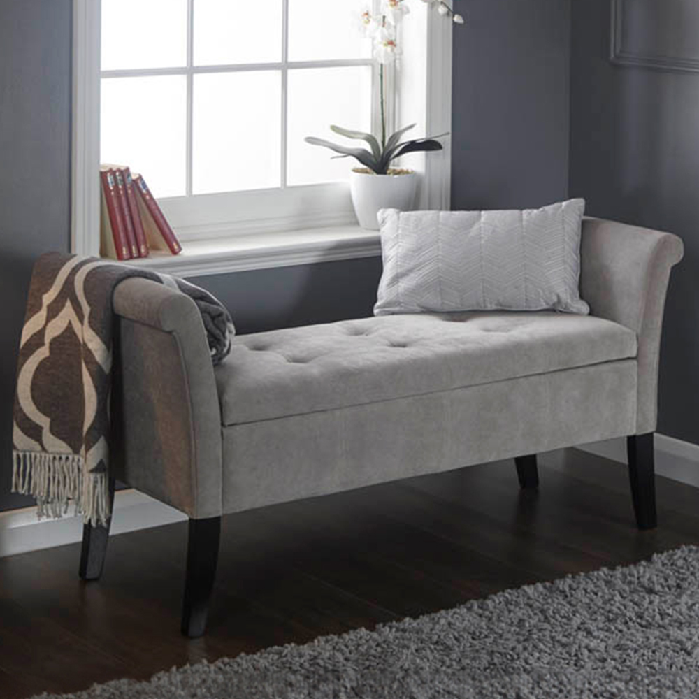 GFW Balmoral Silver Upholstered Window Seat Image 1
