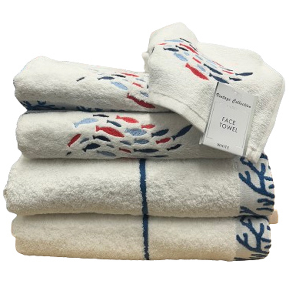 Bellissimo Soft Turkish Cotton White Fish Towel Set of 6 Image 1