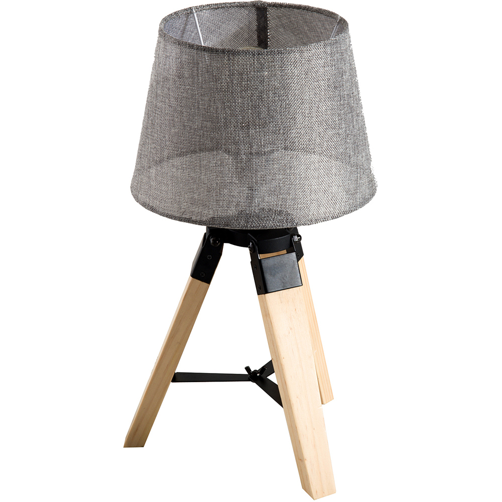 HOMCOM Grey Wooden Tripod Table Lamp Image 6