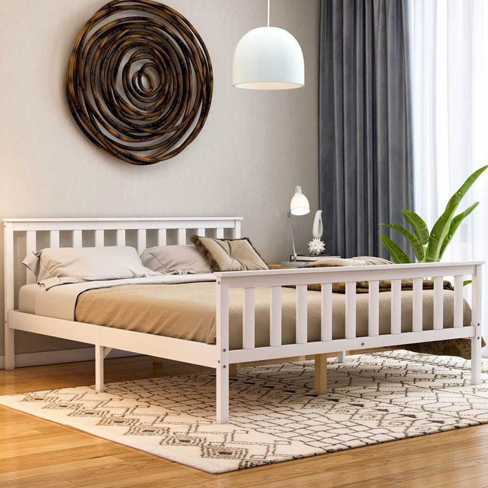 Vida Designs Milan King Size White High Foot Wooden Bed Frame Image 1